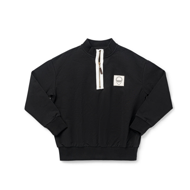 top l/s logo half zip sweatshirt - black