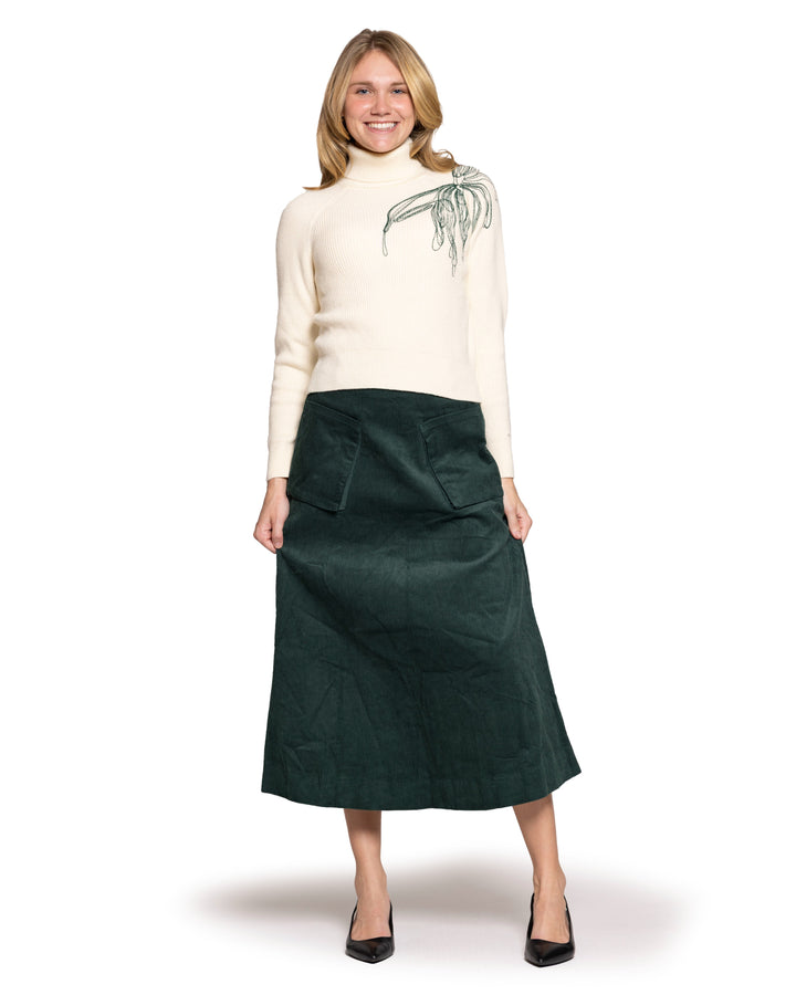 skirt corduroy pocket - green
