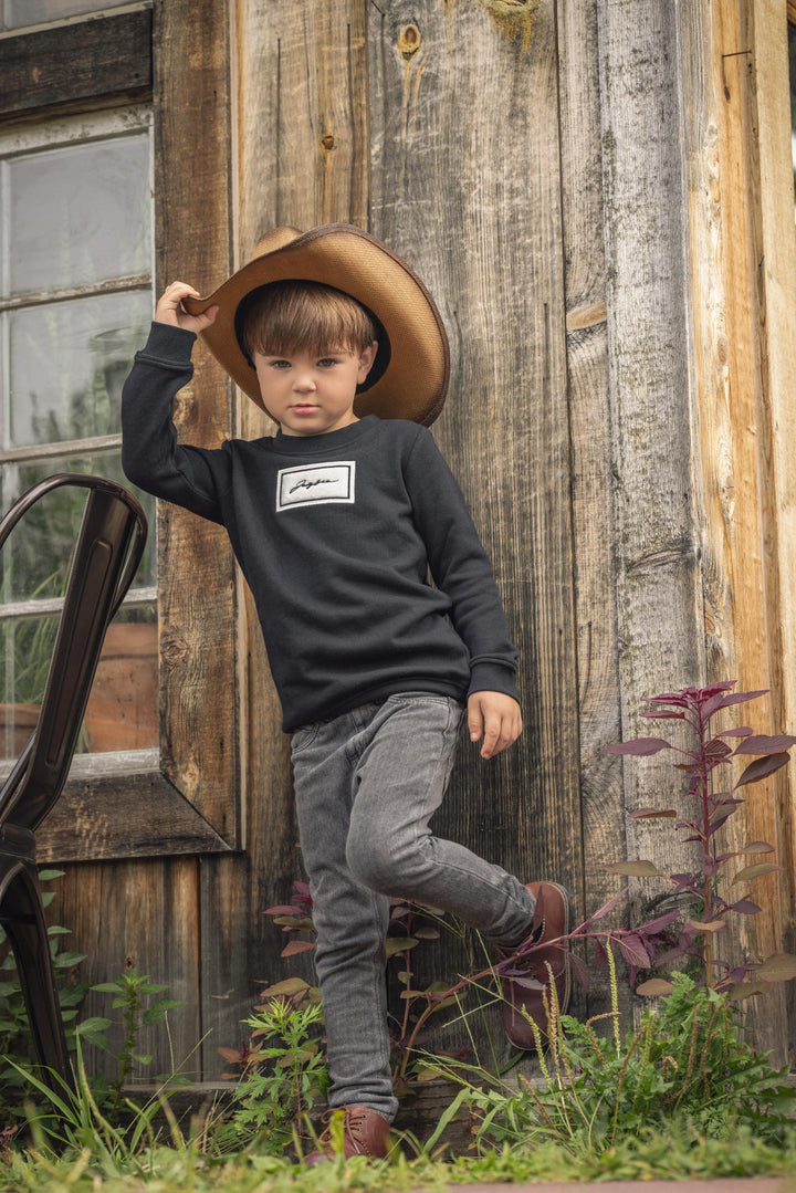 top l/s sherpa patch sweatshirt - black