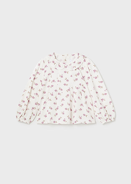 shirt l/s floral printed - natural peta-095