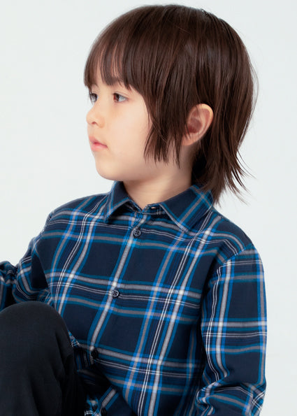 shirt l/s plaid - cerulean-090