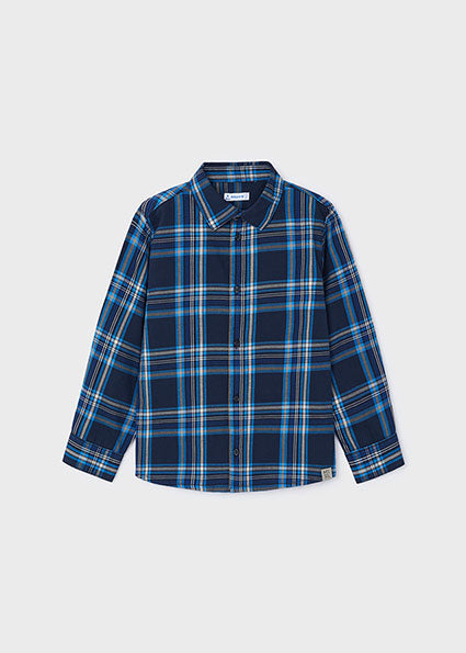 shirt l/s plaid - cerulean-090