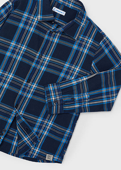 shirt l/s plaid - cerulean-090