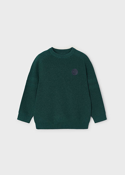 top l/s knit rubber emblem - apline green-052