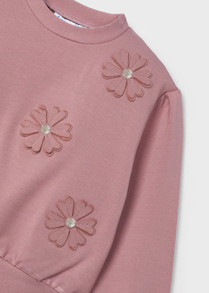 top l/s sweat flowers - rose-046