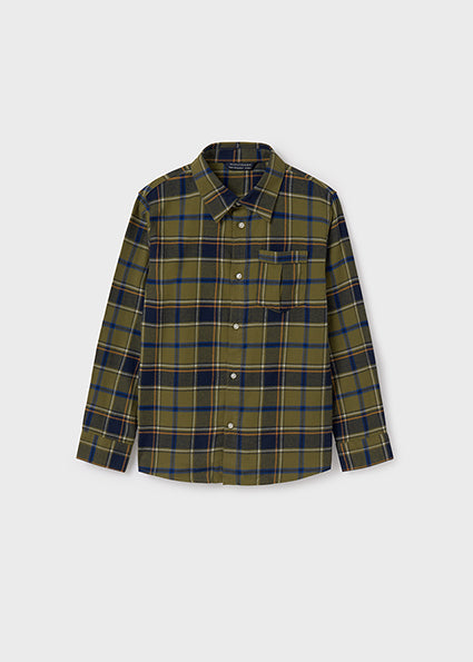 shirt l/s plaid - khaki-060