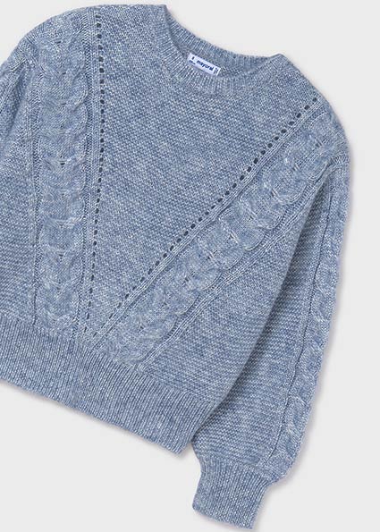 top l/s cable chunky knit - indigo-080