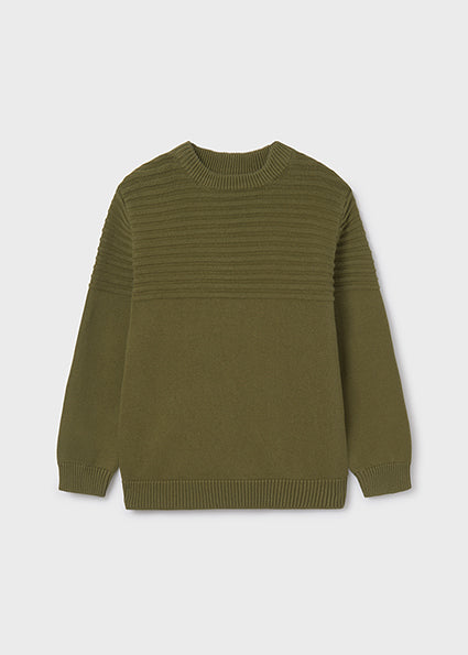 top l/s knit crew with lines - khaki-011