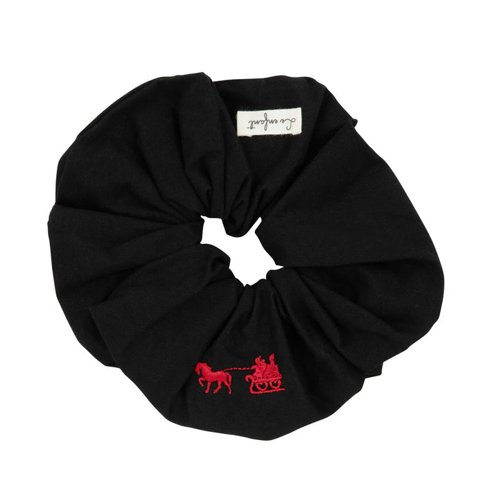 pony scrunchie horse embroidered - black