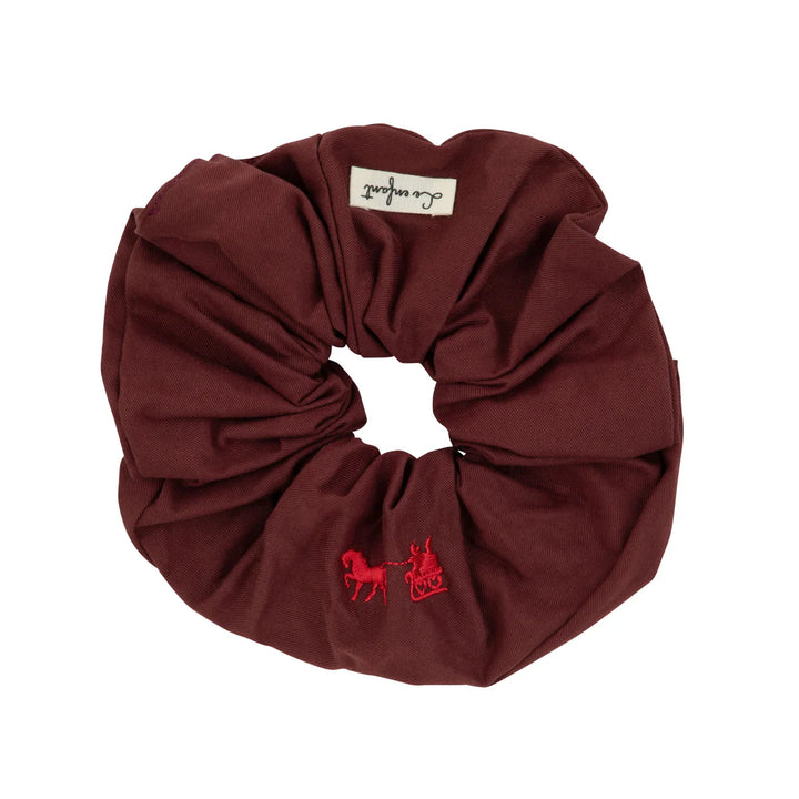 pony scrunchie horse embroidered - burgundy