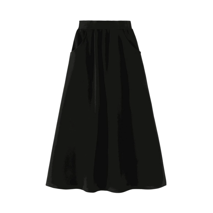 skirt midi with side pockets - black