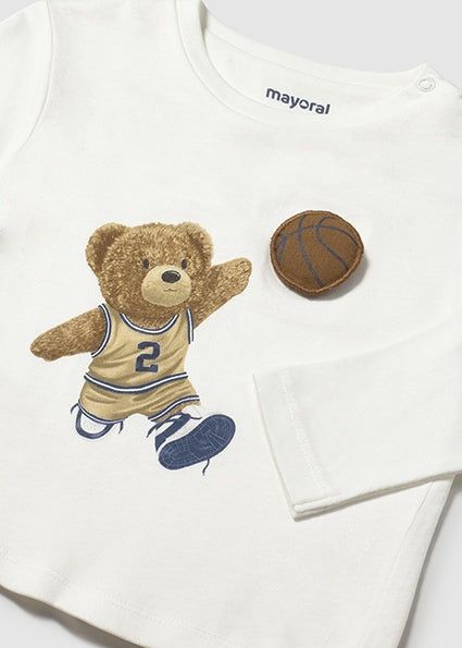 tee l/s 3d ball and bear - cream bear-067