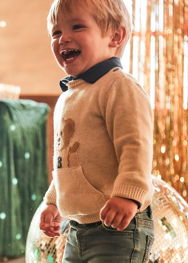 top l/s knit bear - oat-059