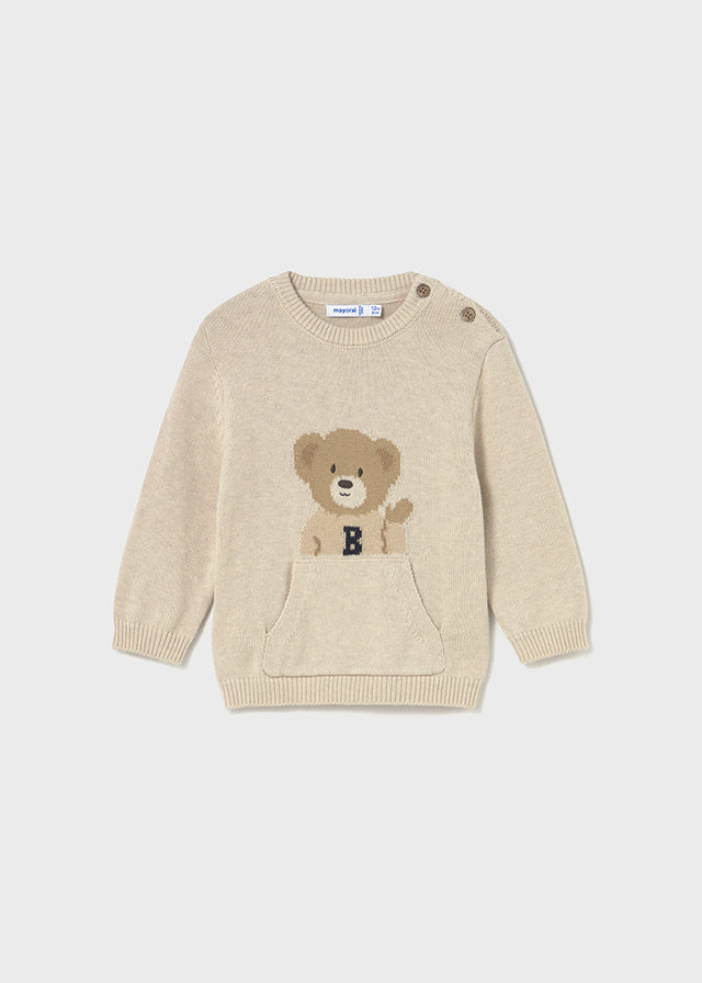 top l/s knit bear - oat-059
