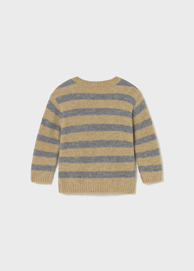 top l/s knit striped cool baby sweater - bright beige-067