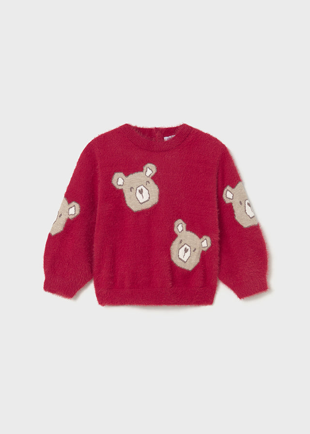top l/s mohair with teddys - red-059