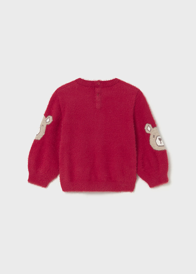 top l/s mohair with teddys - red-059