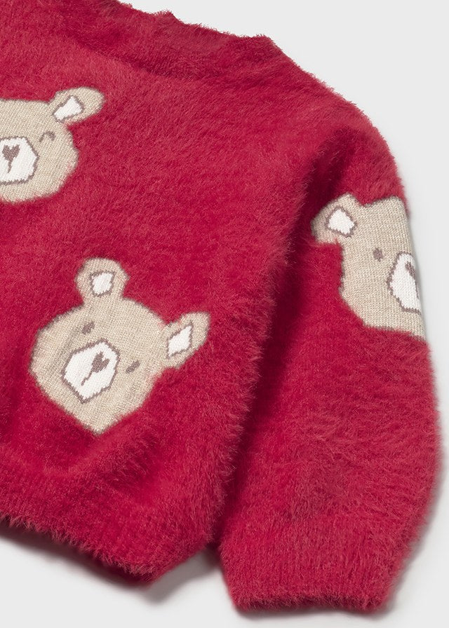 top l/s mohair with teddys - red-059