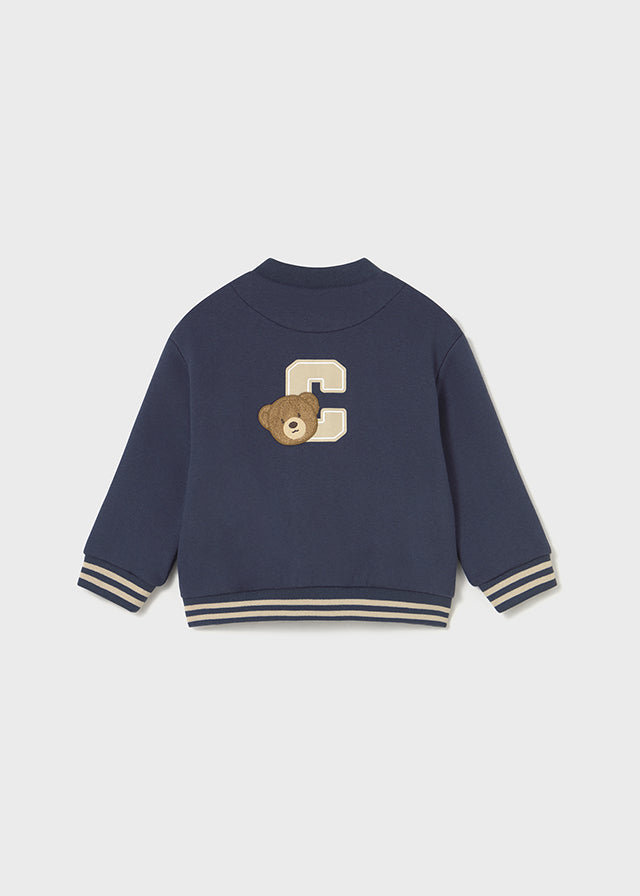 cardigan bomber with bear - blue-017