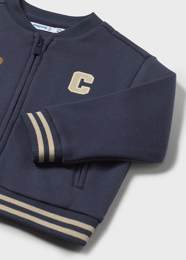 cardigan bomber with bear - blue-017