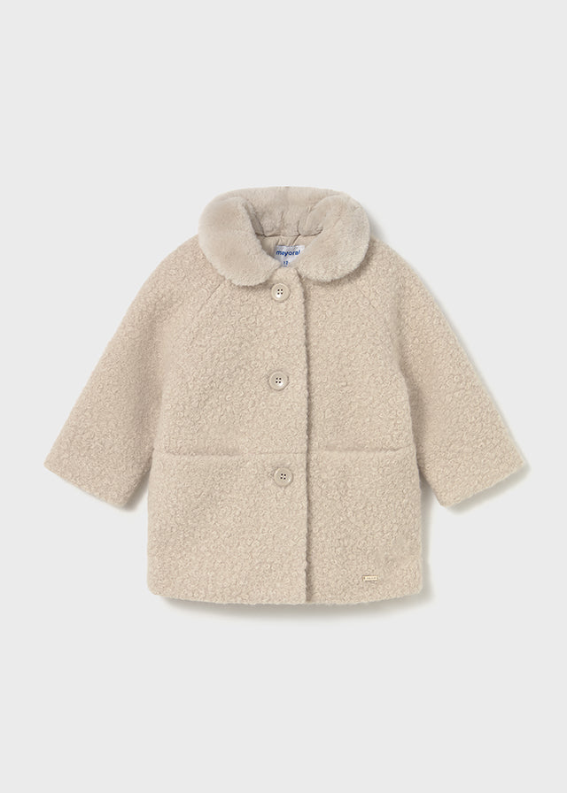 coat sherpa with fur collar - sand-073