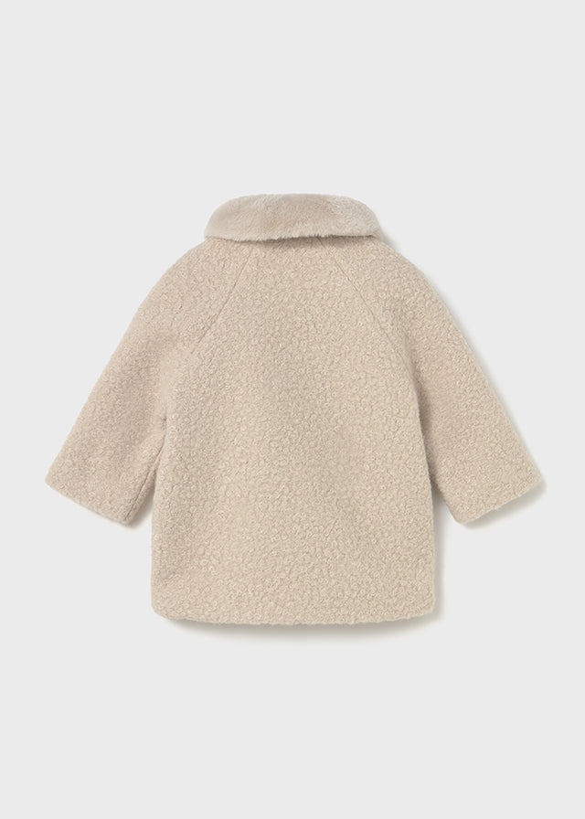 coat sherpa with fur collar - sand-073
