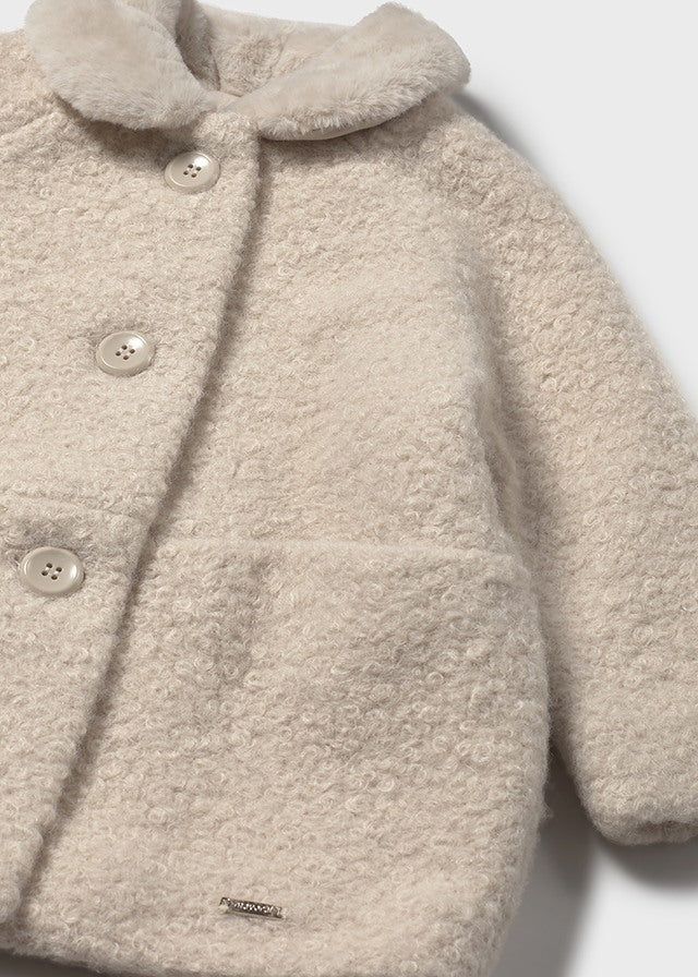 coat sherpa with fur collar - sand-073