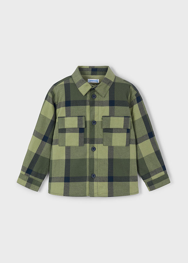shirt l/s plaid with pockets - olive-031