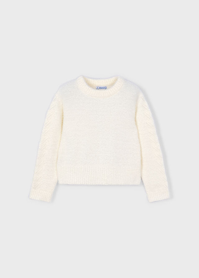 top l/s mohair crewneck sweater - natural-070