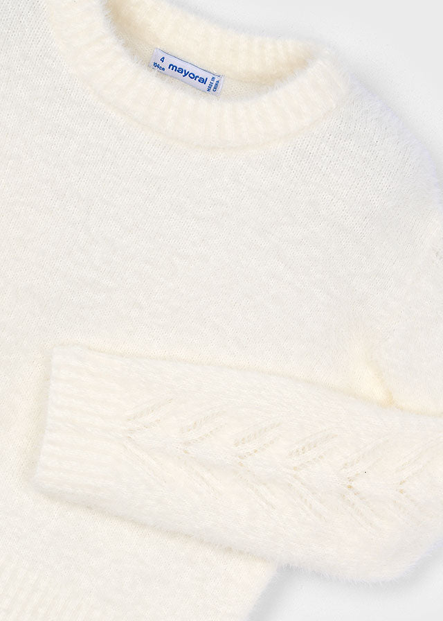 top l/s mohair crewneck sweater - natural-070
