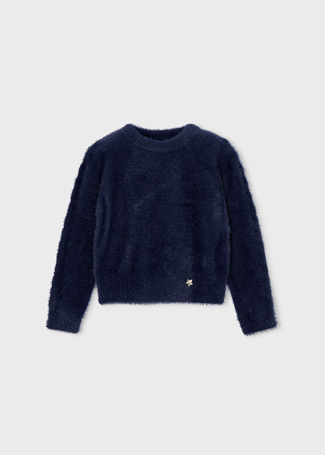 top l/s mohair crewneck sweater - navy-073