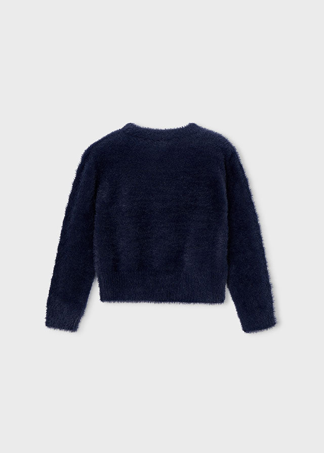 top l/s mohair crewneck sweater - navy-073