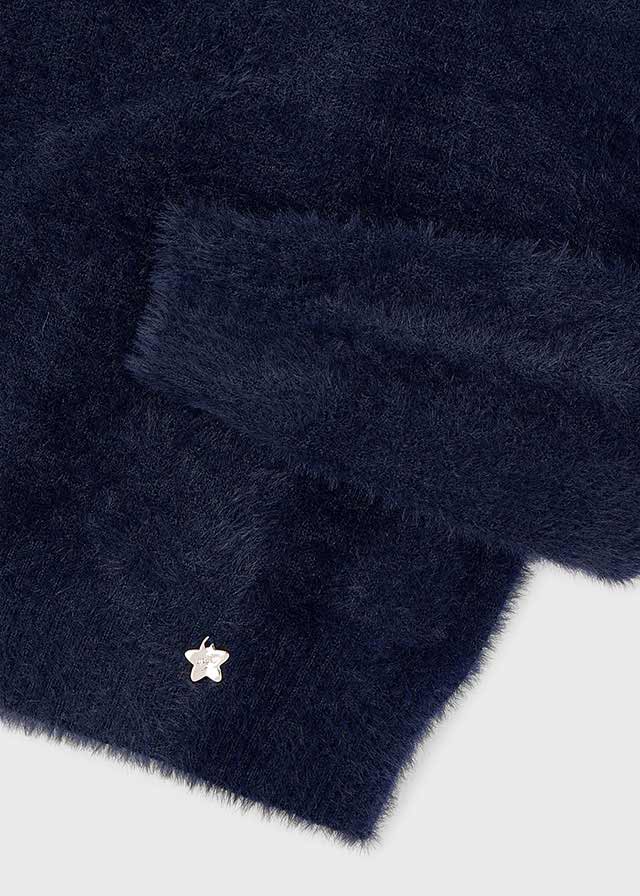 top l/s mohair crewneck sweater - navy-073