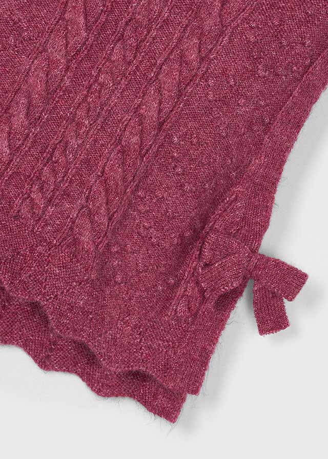 vest wool cable knit with side ties - cherry-023