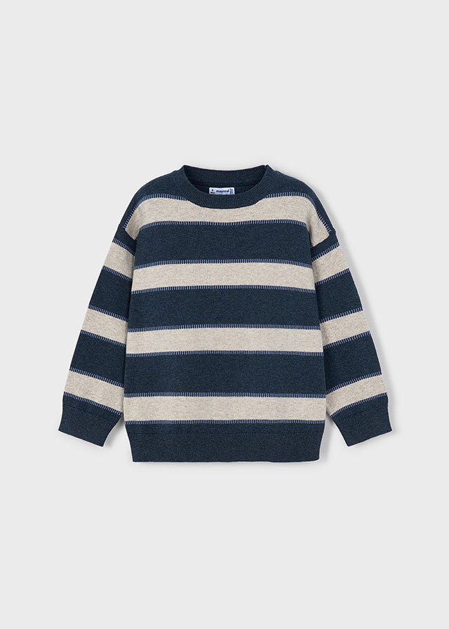 top l/s knit striped sweater - eclipse blue-042