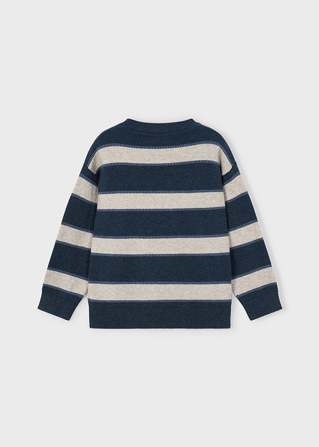 top l/s knit striped sweater - eclipse blue-042
