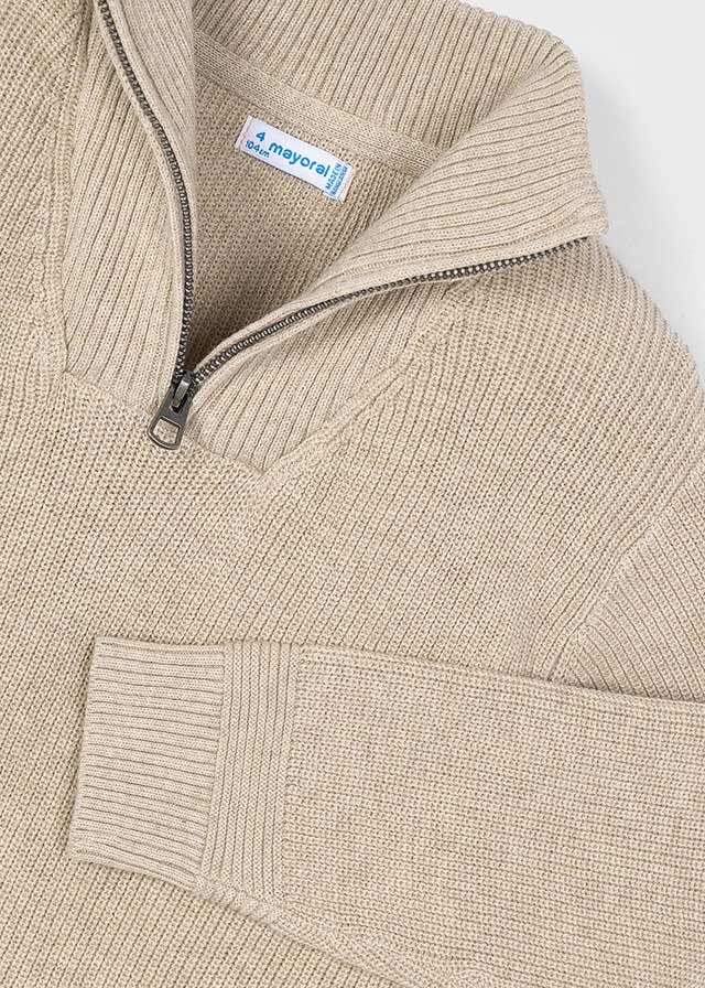 top l/s knit zipper sweater - chai-086