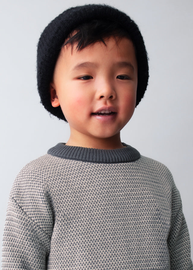 top l/s heather knit crewneck sweater - blackboard-090