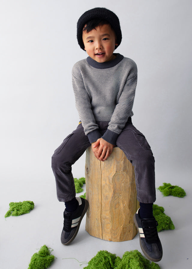 top l/s heather knit crewneck sweater - blackboard-090