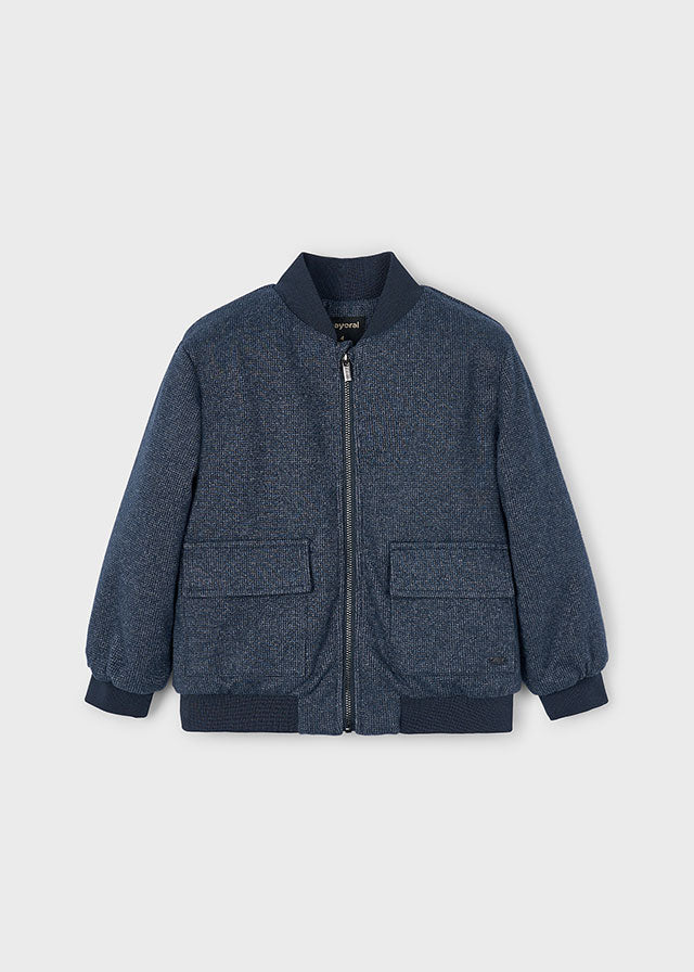 jacket wool birds eye bomber style - navy mix-067