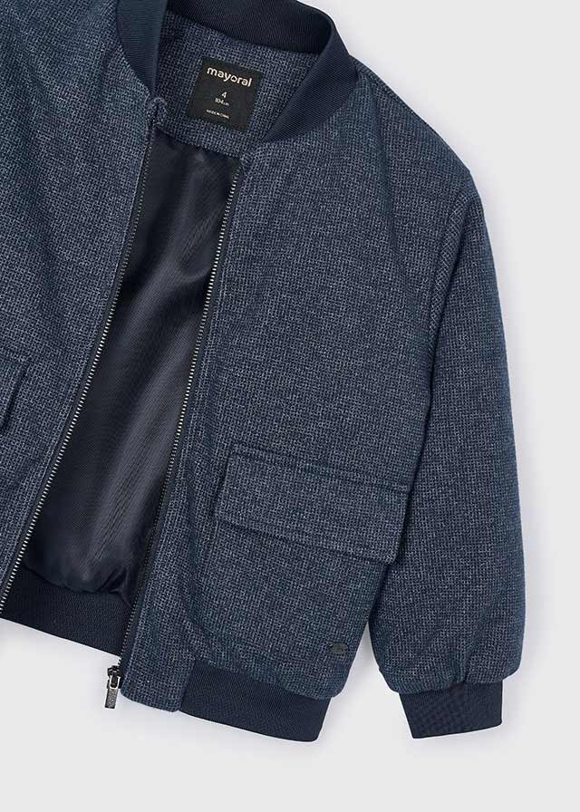 jacket wool birds eye bomber style - navy mix-067