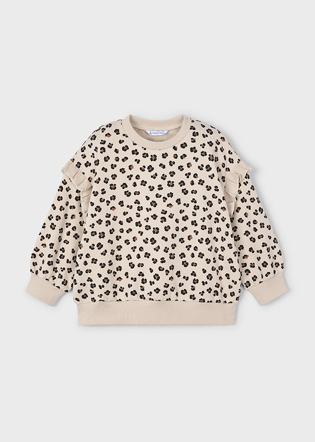 top l/s leopard print with frill - sand-035