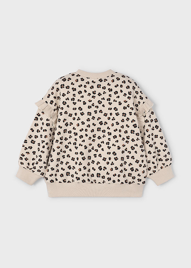 top l/s leopard print with frill - sand-035