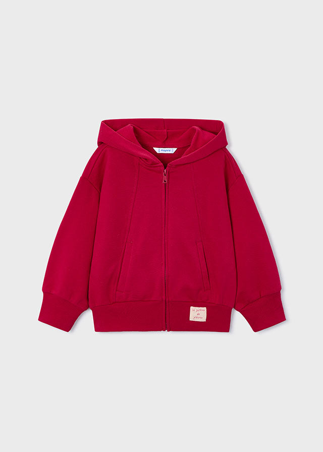 top l/s hooded zip up sweatshirt - red-069