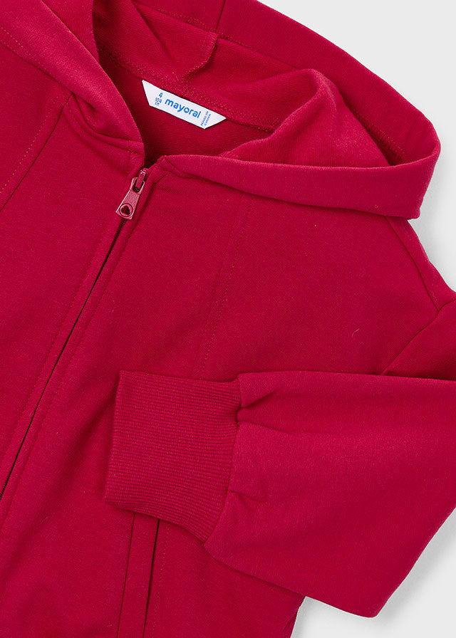 top l/s hooded zip up sweatshirt - red-069