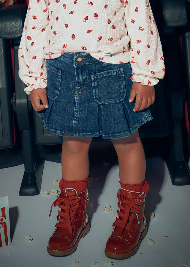 skirt pleated with pockets - super dark denim-032