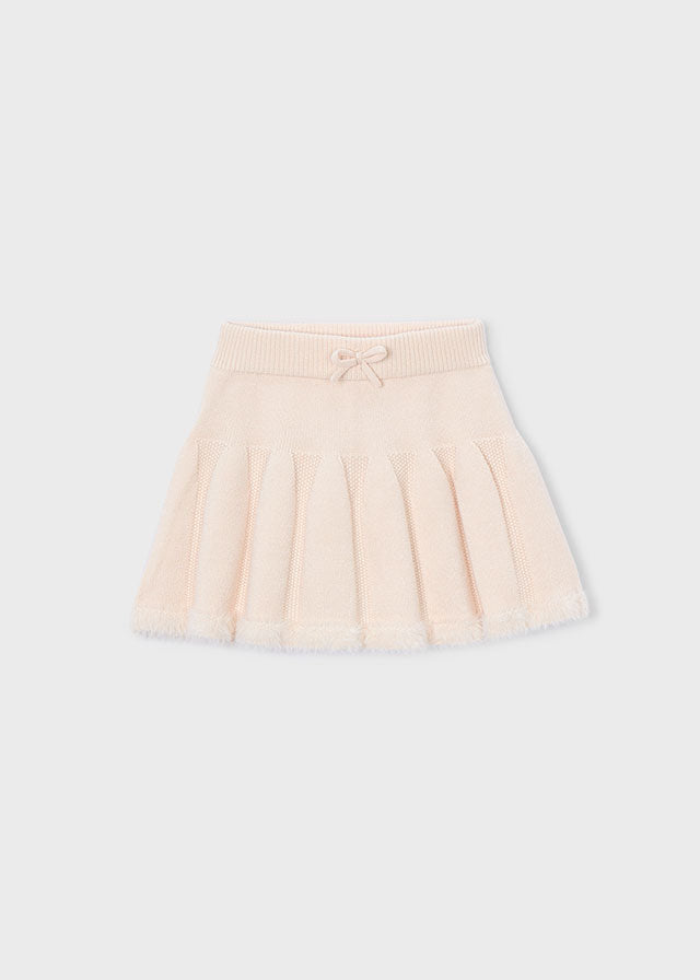 skirt knit fur trim - almond-085