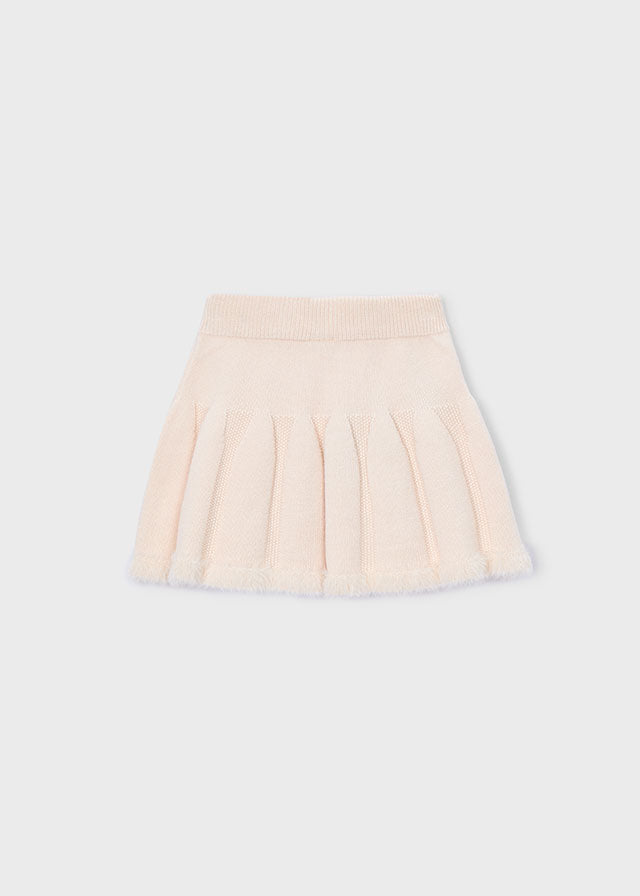 skirt knit fur trim - almond-085