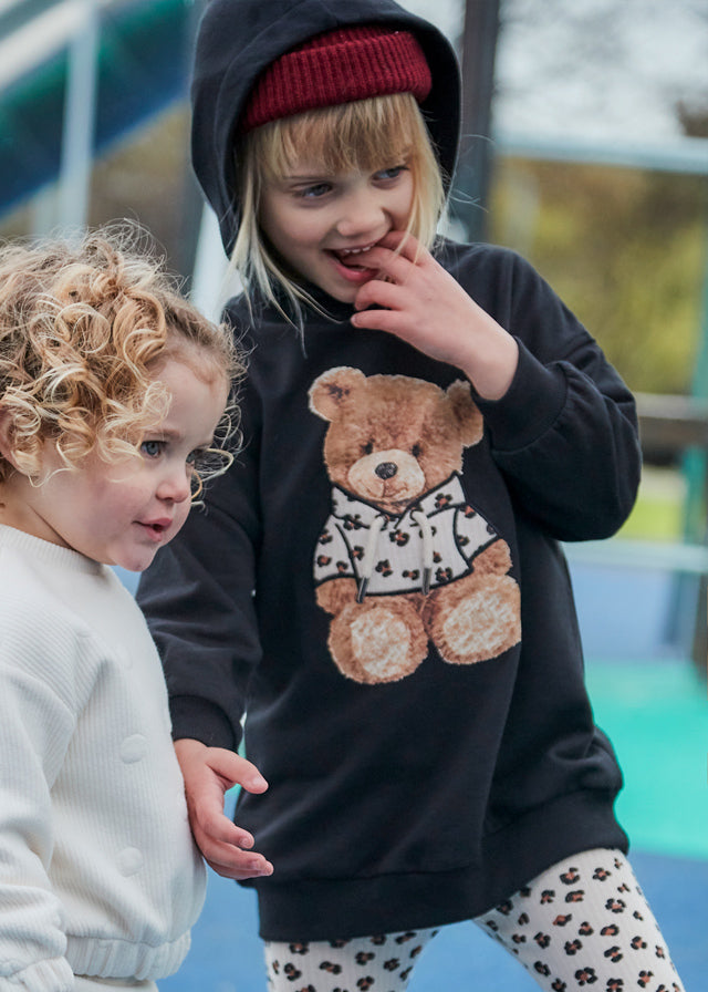 dress teddy bear with hood - black-060