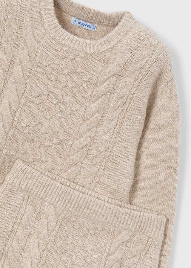 set outfit cable knit sweater and skirt - sesame-069